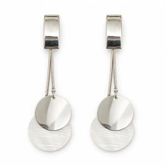 Silver Disc Dangle Earrings