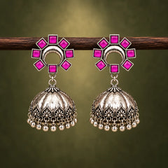 Pink Petal Jhumka Earrings