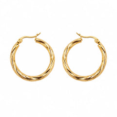 Diagonal Cut Gold Hoops - 18K Gold Plated