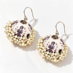 Goddess Motif Meenakari Jhumka