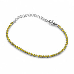 Silver Citrine Stone Chain Bracelet - Silver 925
