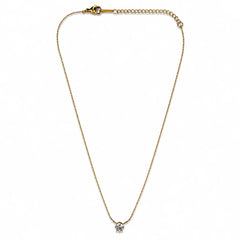 Minimal Round Crystal Chain Necklace - 18K Gold Plated