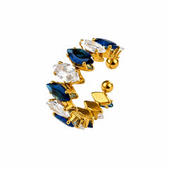 Midnight Sparkle Open Ring - 18K Gold Plated