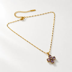 Lavender Mist Bloom Necklace - 18K Gold Plated