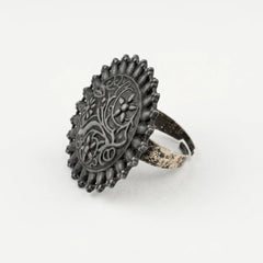 Black Oxidised Floral Rings