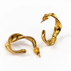 Gold Twisted C Hoop Earrings