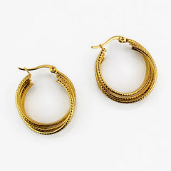 Layered Triple Hoop Earrings - 18K Gold Plated