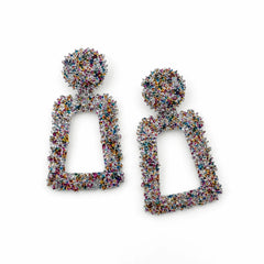 Glitter Geometric Drop Earrings