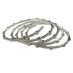 Crystal Spiral Bracelet - Rhodium Plated