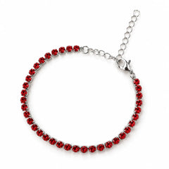 Red Crystal Tennis Bracelet - Silver 925