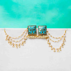 Colourful Meenakari Ear Chain Earrings