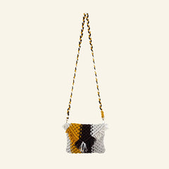 Macrame Brown N Yellow Sling Bag
