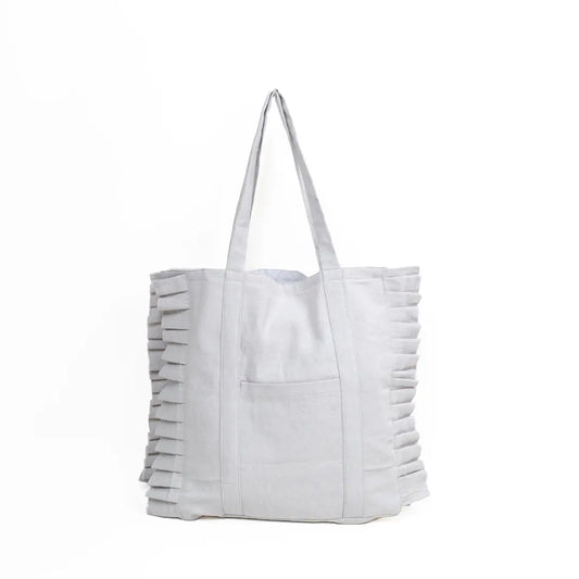Misty White Frill Tote Bag