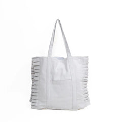 Misty White Frill Tote Bag
