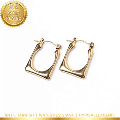Golden Rectangular Hoops - 18K Gold Plated