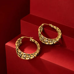 Triple Layered Wavy Hoops - 18K Gold Plated