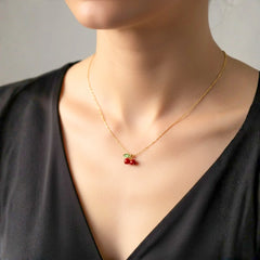 Cherry Golden Chain Necklace - 18K Gold Plated
