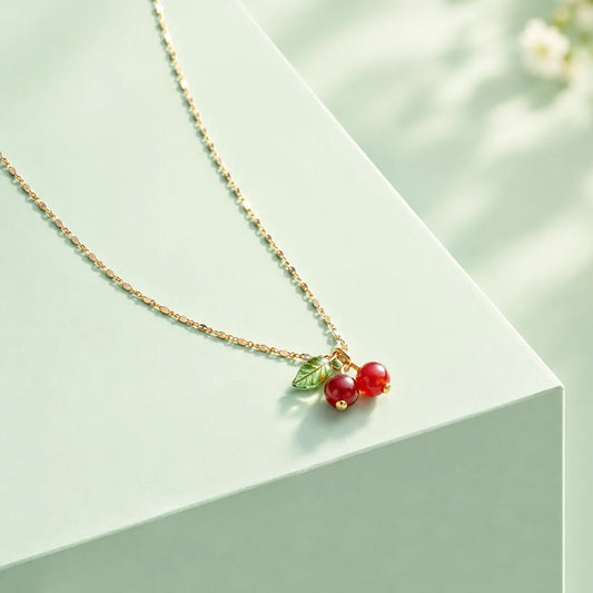 Cherry Golden Chain Necklace - 18K Gold Plated