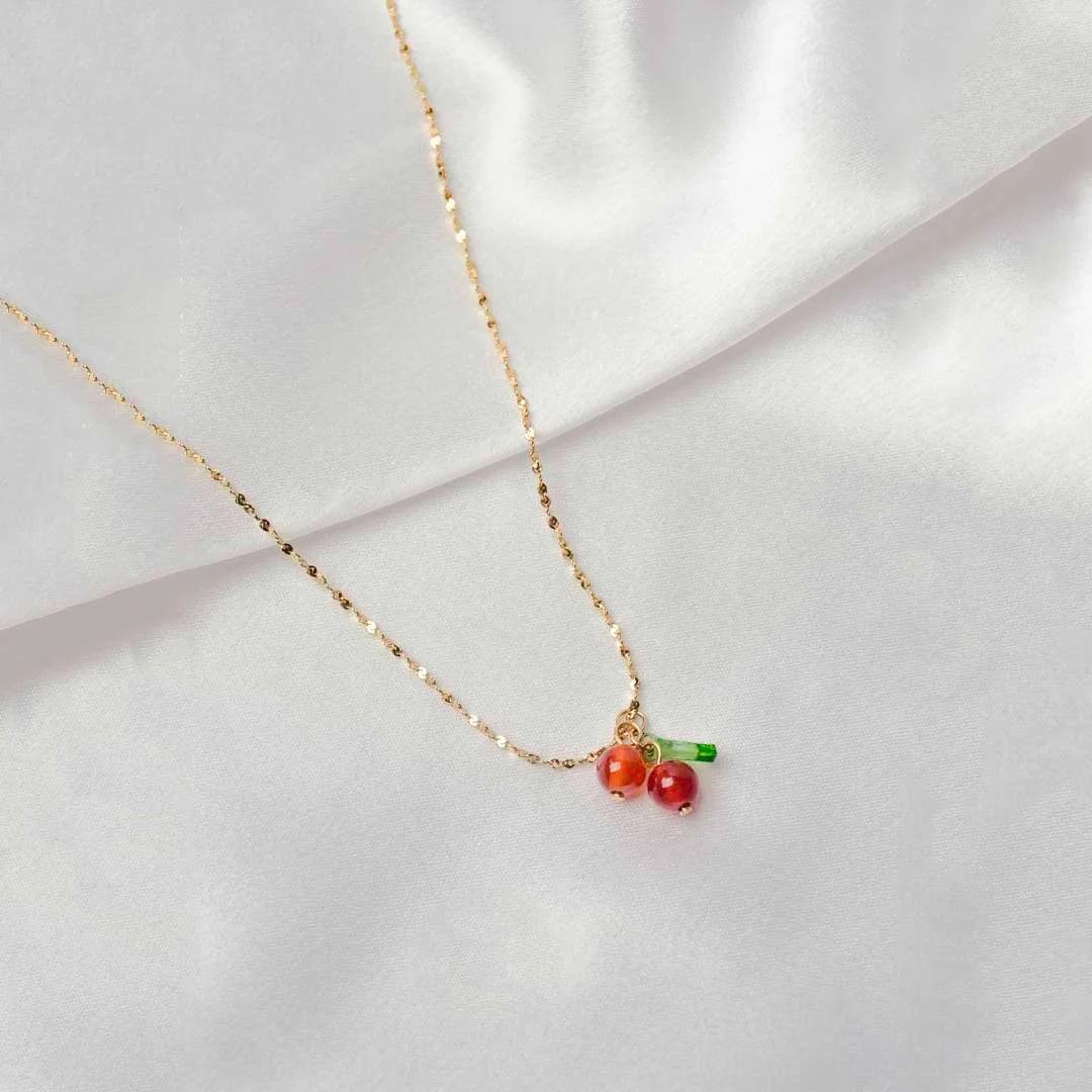Cherry Golden Chain Necklace - 18K Gold Plated