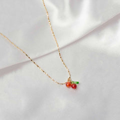 Cherry Golden Chain Necklace - 18K Gold Plated