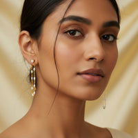 Golden Chain White Drop Earring