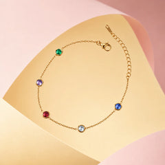 Elegant Round Multi Colour Gems Chain Bracelet