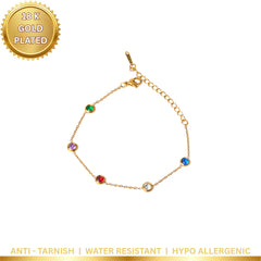 Elegant Round Multi Colour Gems Chain Bracelet