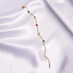 Elegant Round Multi Colour Gems Chain Bracelet