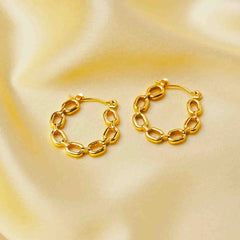 Golden Link Chain Hoops - 18K Gold Plated