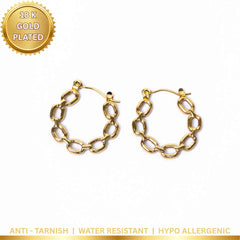 Golden Link Chain Hoops - 18K Gold Plated