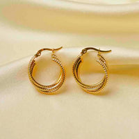 Golden Layered Texture Hoops - 18K Gold Plated