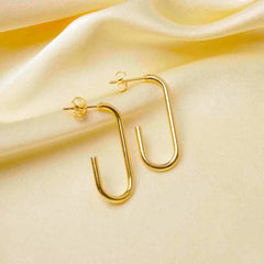 Golden Slim Hook Earrings - 18K Gold Plated