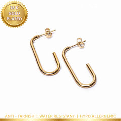Golden Slim Hook Earrings - 18K Gold Plated