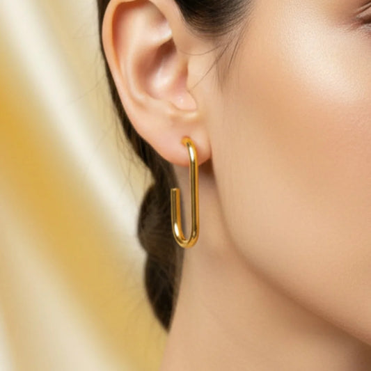 Golden Slim Hook Earrings - 18K Gold Plated