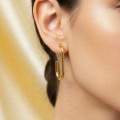 Golden Slim Hook Earrings - 18K Gold Plated