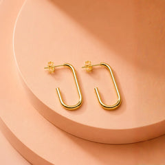 Golden Slim Hook Earrings - 18K Gold Plated