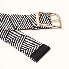 Raffia Black N Cream Chevron Belt