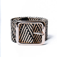 Raffia Black N Cream Chevron Belt