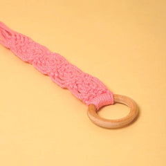 Macrame Pink Wooden Buckle Belt
