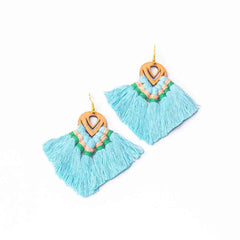 Macramé Wooden Tassel Earrings