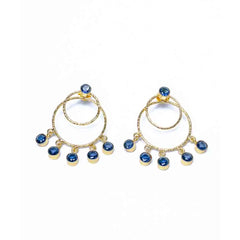 Textured Gloden Layered Circular Gems Dangle Earrings