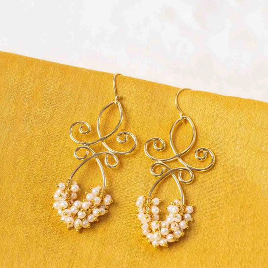 Traditional Filigree Frame Pearl Mogra Earrings