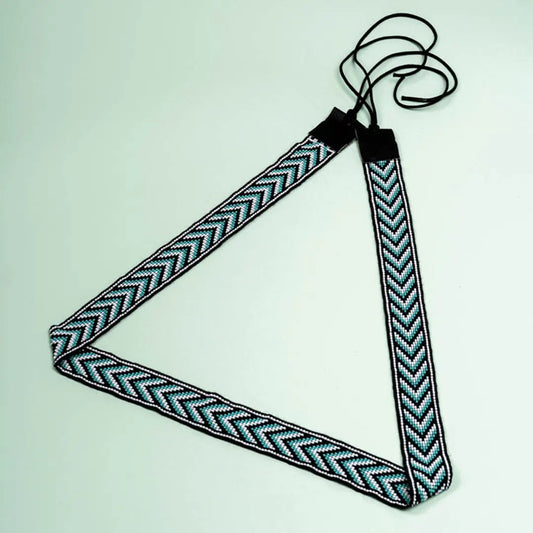 Beaded Black White N Turquoise String Belt