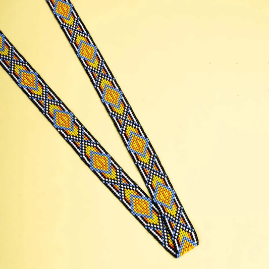 Beaded Multicolour Geometric String Belt
