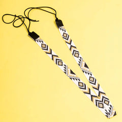 Beaded White Black N Gold Chevron Belt