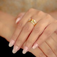 Colourful Heart Shape Open Ring - 18K Gold Plated