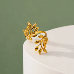 Golden Leaf Vine Ring - 18K Gold Plated