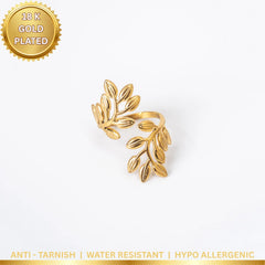 Golden Leaf Vine Ring - 18K Gold Plated
