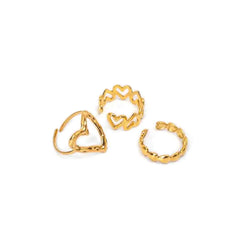 Pack of 3 Golden Textured Bold Rings