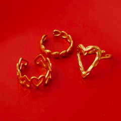 Pack of 3 Golden Textured Bold Rings